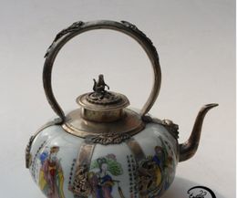 China handmade porcelain Bronze the Eight Immortals tea kettle wine pot