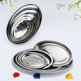 High Quality Non Magnetic Stainless Steel Plate Thickening Deepen Oval Plate Steamed Vermicelli Ordinary Shallow Dish 23-40CM