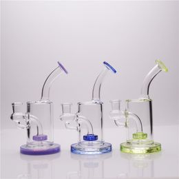 7in clear Hookahs Beaker Color edge Oil Rigs Heady Glass Water Bongs with 1 clear bowl included