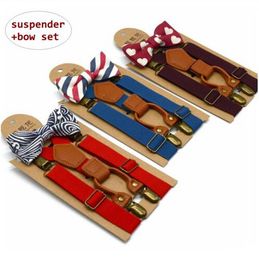 Kids Suspenders Bow Set Baby Elastic Y-back Braces Boy Genttleman Boutique Suspenders Print Bowtie Girl School Suspenders Accessories D259