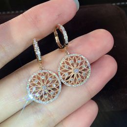 14K Gold Real Diamond Earring Round Hollow Wedding Gemstone for Women Peridot Bizuteria Grrnet Drop Earring Jewelry Orecchini LY191203