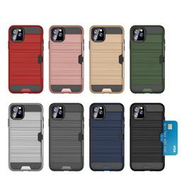 Armor TPU+PC Hybrid Brushed Credit Card Slot case FOR iPHONE 11 PRO 11 PRO MAX 6 7 8 PLUS XR XS XS MAX 400ps/lot