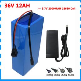 Rechargeable 36Volt 500W battery 36V 12AH Electric bike battery 12ah 36v battery 15A BMS 42V 2A Charger Free customs fee