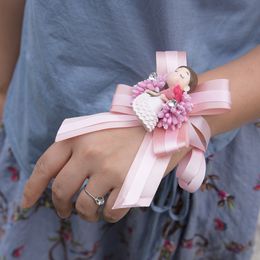 highend wedding wrist flower man and bridesmaid cartoon creative wrist flowers artificial flowers for corsage wedding decorations