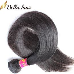 8-30 Peruvian Human Hair Bundles Straight Human Virign Hair Weft Extensions Natural Color 1PC Retail Bella Hair
