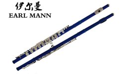 Earl Mann New Arrival 16 Hole Close C Tune Cupronickel Flute Blue Paint E Key High Quality Concert Musical Instruments Flute With Case