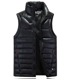Winter Mens Down Vest Solid Colour With Pockets Stand Collar Waistcoat waterproof Windproof Outdoor Coat White Duck Down vest
