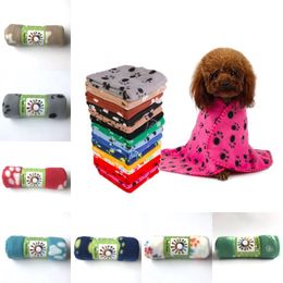 Paw Print Pet Cat Dog Fleece Soft Blanket Pet Small Warm Paw Print Cat Dog Puppy Fleece Double Side Soft Blanket