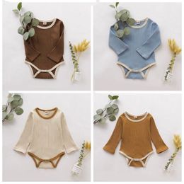 Infant Solid Casual Jumpsuits Toddle Triangle Rompers Baby Girls Clothes Autumn Long Sleeve Toddler Onesies Newborn Bodysuit AZYQ6407