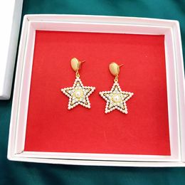 Fashion- Pendant Studs handmade zircon Personality Luxury Jewelry brass Needle Earrings Stud Earrings For women Asymmetric Christmas Party