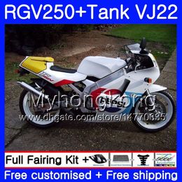 Body +Tank For SUZUKI RGV250 VJ22 1988 1989 1990 1991 1992 1993 307HM.51 RGV-250 VJ21 RGV 250 88 89 90 91 92 93 factory white Fairing kit