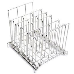Stainless Collapsible Steel Sous Vide Rack w/ 5 Adjustable Dividers-for Most 12 Qt Containers-for Cooking Steak/Lamb/Pork/Fish