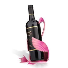 Tooarts Flamingo Wine Holder Wine Shelf Metal Figurine Practical Figurine Wine Rack For Bottle Office Home Decor Craft
