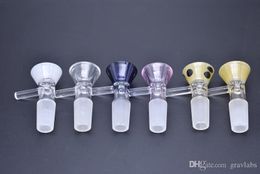 smoking colorful 18mm 14mm Male glass tobacco bowl for gongs Assorted Glass Bowl With Handle Water Smoking Pipe Accessory for water bong