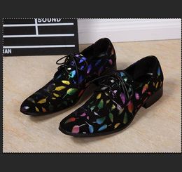 Suede Leather Designer Coloured Feathers Oxfords Men Wedding Groom Formal Derby Party Lace Up Dress Shoes Big Size