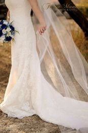 Hot Amazing Elegant High Quality Best Selling Real Picture One Layer Cut Edge Wedding Veils Bridal Chapel Length Alloy Comb