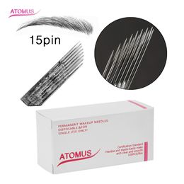 100pcs 15Pin Double Rows Microblade Disposable Needles Eyebrow Tattoo Accessories Eye Brow Tattoo Supply Disposal Tool