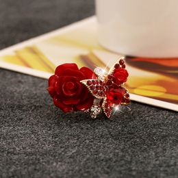 Fashion-Rose Ring, Ethnic Wind, Butterfly Ring, Retro-Bohemian Alloy, European and American Explosive Handwear