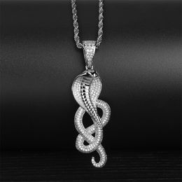 Fashion-Pendant Luxury Designer Necklace Hip Hop Jewellery Mens Gold Chain Pendants Diamond Cobra Bling Charms Rapper Fashion Accessories