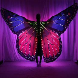 New Women Belly Dance Wing Butterfly Halloween Full Color Pixel Smart LED Wings Girls Dance Cloak Accessories Props Stage LED Bu