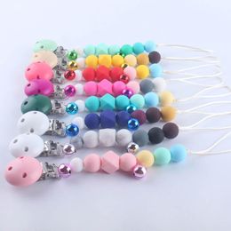 New bell Silicone and Wood Baby Pacifier Clips Newborn Chew Toys Infant Pacifier Chain Clips baby molar training baby teether