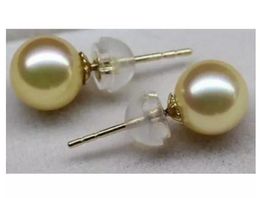 Classic 9-10mm South Sea Gold Round Pearl Earring 14k Gold Accessories