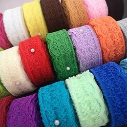 20 Rolls 200 Yards Mixed Colour Floral Pattern Fabric Lace Ribbon