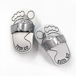 Baby First Tooth and Curl Keepsake Box Cute Foot Slipper Shape Party Favors Zinc Alloy Newborn Gift Antique Pewter Color