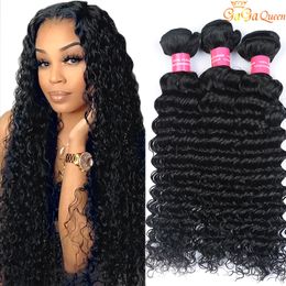 Peruvian Deep Curly Human Hair Weaves Peruvian Virgin Hair Deep Wave Brazilian Peruvian Malaysian Indian Hair Weave Bundles