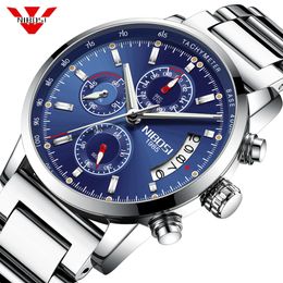 Cwp NIBOSI Male Watch Military Chronograph Clock Men Blue Waterproof Quartz Wrist Relogio Masculino