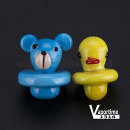 Mini UFO Glass Carb Cap Yellow Duck Bear Animal Style Thick Pyrex Colorful Funny Caps Tool For Banger Nails Dab Oil 795