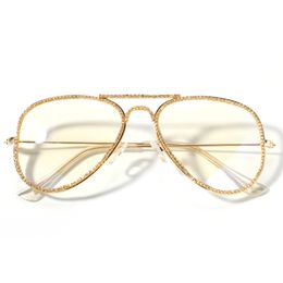 Wholesale- Fashion Men Women Yellow Full CZ Sunglasses Frames for Men Nice Gift