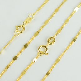 Italy Jewellery 100% Pure 925 Sterling Silver Gold Colour 1.8mm Flat Horsewhip Chain Choker Necklace 40cm/45cm Long for Women Girls