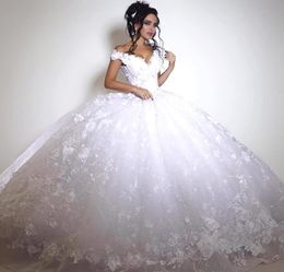 Gorgeous Ball Gown Off the Shoulders Wedding Dresses 2019 Luxurious Appliques Church Formal Bride Bridal Gowns Plus Size Custom Made