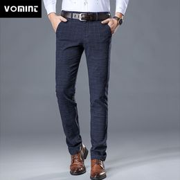 VOMINT New High Quality Men's Elastic Casual Pants Mens Business Dress Slim Jogger Stretch Long Trouser Male Suit PantsMX190902