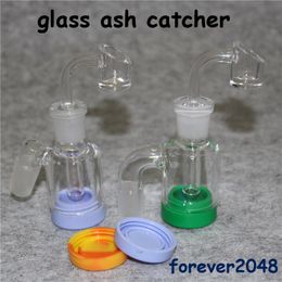 Hookah 3.2inch Glass Ash Catcher with Detachable 7ml silicone container for mini dab oil rig 14mm 18mm glass ashcatcher bong