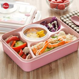 Rectangle Kids school soup bowl Sub-grid plastic Lunch Boxes Microwave Compartment Food Fruit Storage Food Containers Bento box C18112301