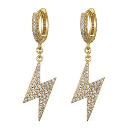 New Fashion Women Mens Earrings Hip Hop Gold Silver Color CZ Diamond Light Earings Iced Out Bling CZ Rock Punk Wedding Gift