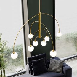 Nordic Atmosphere Art Magic Bean Lustre Led Chandelier Lighting Post-modern Gold Black Home Decor Salon Living Room Bedroom Hall