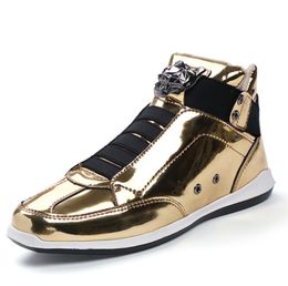 2019 Hot Sale Korean trendy fashion designer s shoes silver gold black shiny bright Mr. stylish red carpet preferred quality shoes