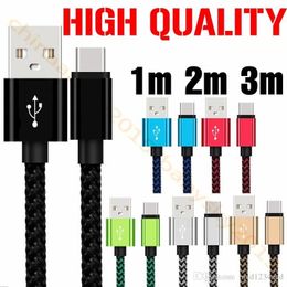 Type c Micro V8 usb Cables 1m 2m 3m Thickber Braided fabric Twist cable for samsung s6 s7 s8 s9 note 8 htc