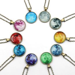 Starry Sky Time Gem Pendant Necklaces Glass Glowing Pendant Necklace Night Luminous Statement Jewelry for Women Men 10Colors Christmas Gift