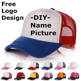 Factory Price! Free Custom Design Personality DIY Trucker Hat Baseball Cap Men Women Blank Mesh Adjustable Hat Adult gorras