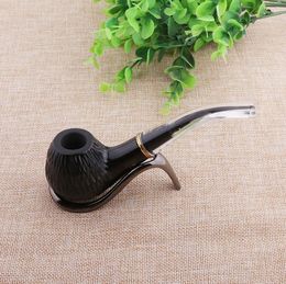 Creative solid wood carved hand pipe pure ebony curved old-fashioned pipe