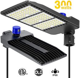 350W 300w 240w Parking Lot Lights Waterproof IP66 Commercial LED Area Lighting, 5000k Pole Light with Dusk to Dawn Photocell- Slip Fitter