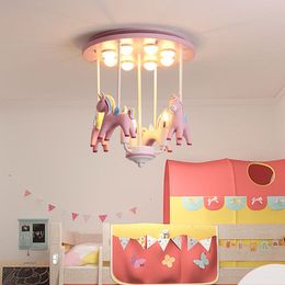 Newest Cartoon Creative Resin Pony Chandelier Boys, Girls, Bedrooms, Children's Rooms, American Coloured rotate Horse Chandelier Lighting