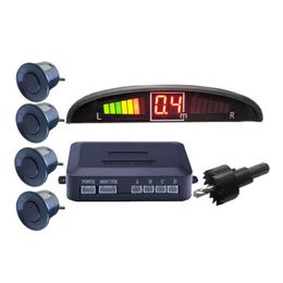 4 Parking Sensors Car Reversing Radar Kit Radar Alarm System Double CPU And Advanced Chip LED Lights Anti-freeze Rainproof - Black