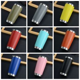 20oz Stainless Steel Tumbler car 20 oz Double Wall Wine Glass Thermal Cup Insulated Coffee Beer Mug With Seal Lids 100pcs LJJA4153