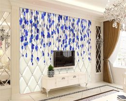 3d Wallpaper for Bedroom Purple Flower Vine Custom Romantic Scenery Decorative Silk Mural Wallpaper