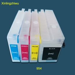 for hp 954 954XL refillable ink cartridge with updated permanent chip for hp officejet pro 7740 8210 8710 8720 8730 printer